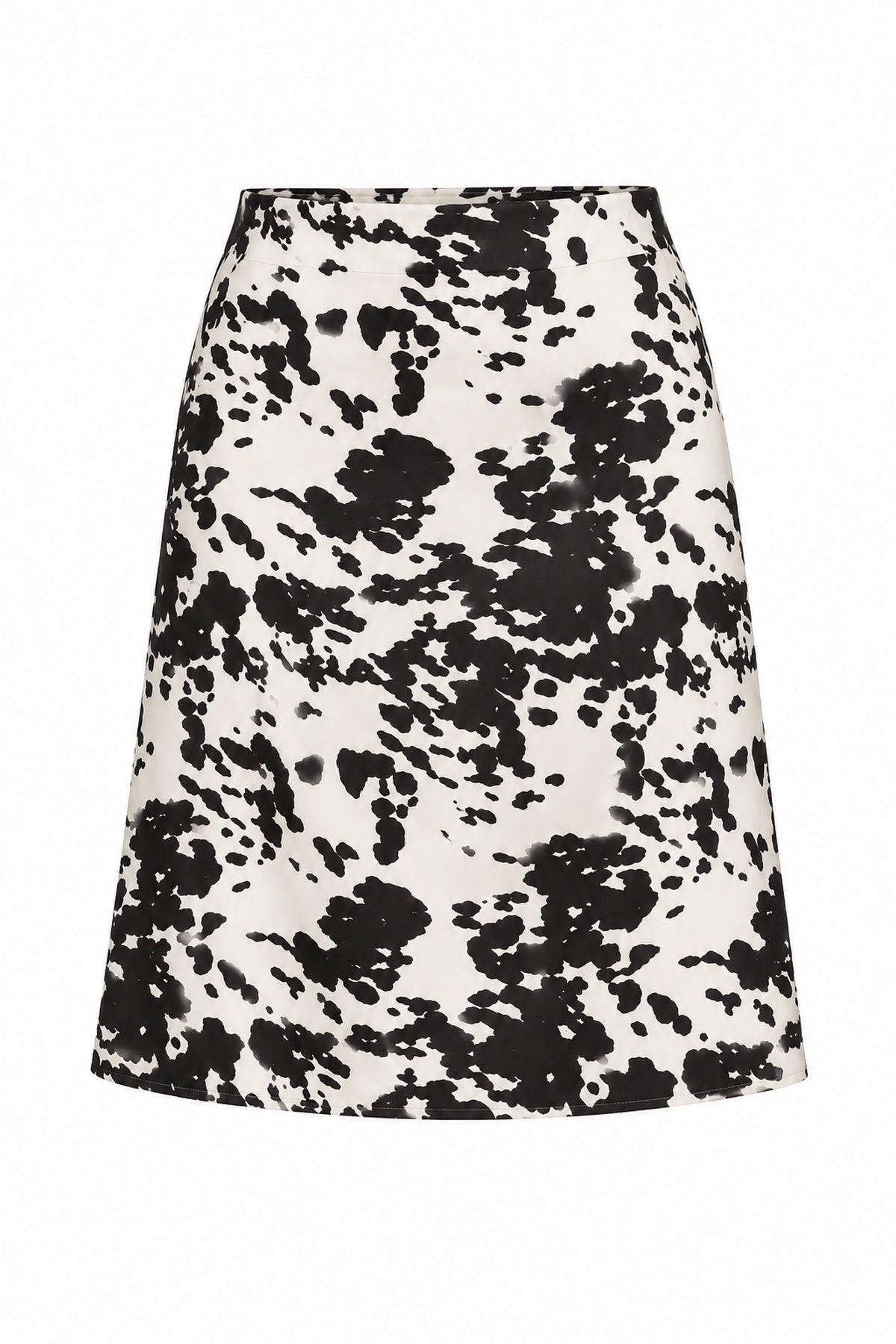 Kahve Desenli Saten Midi Etek SY-3886-Kahve
