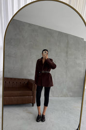 Kemerli Paris Kahve Ceket SY-3399-Kahve