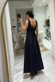 Düğme Detaylı Denim Elbise SY-3621-Lacivert