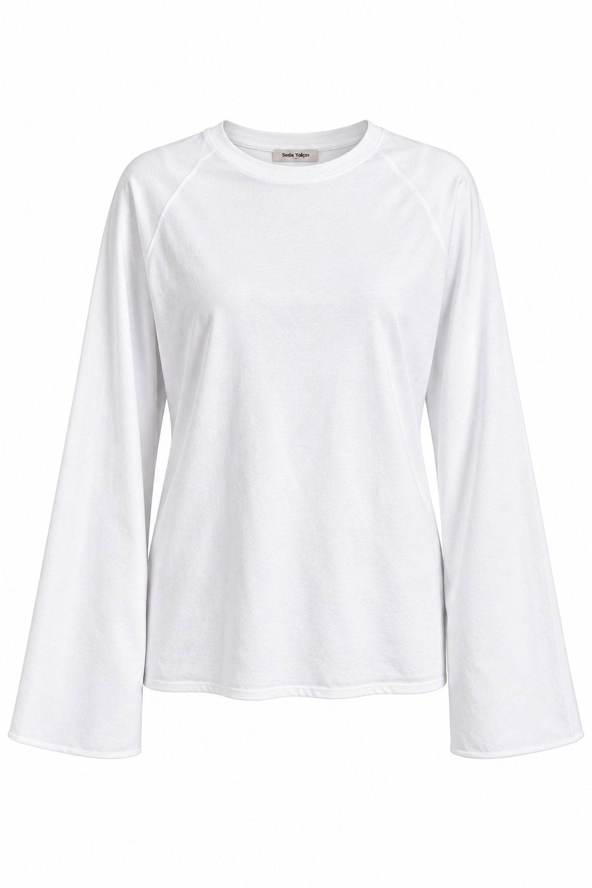 Beyaz Oversize İspanyol Kol Basic T-Shirt SY-3846-Beyaz