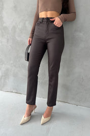 Koyu Kahve Mumlu Görünüm Jean SY-1424-Koyu Kahve