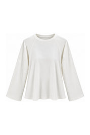 Ekru Bisiklet Yaka Yumuşak Dokulu Oversize Sweatshirt SY-3911-Ekru