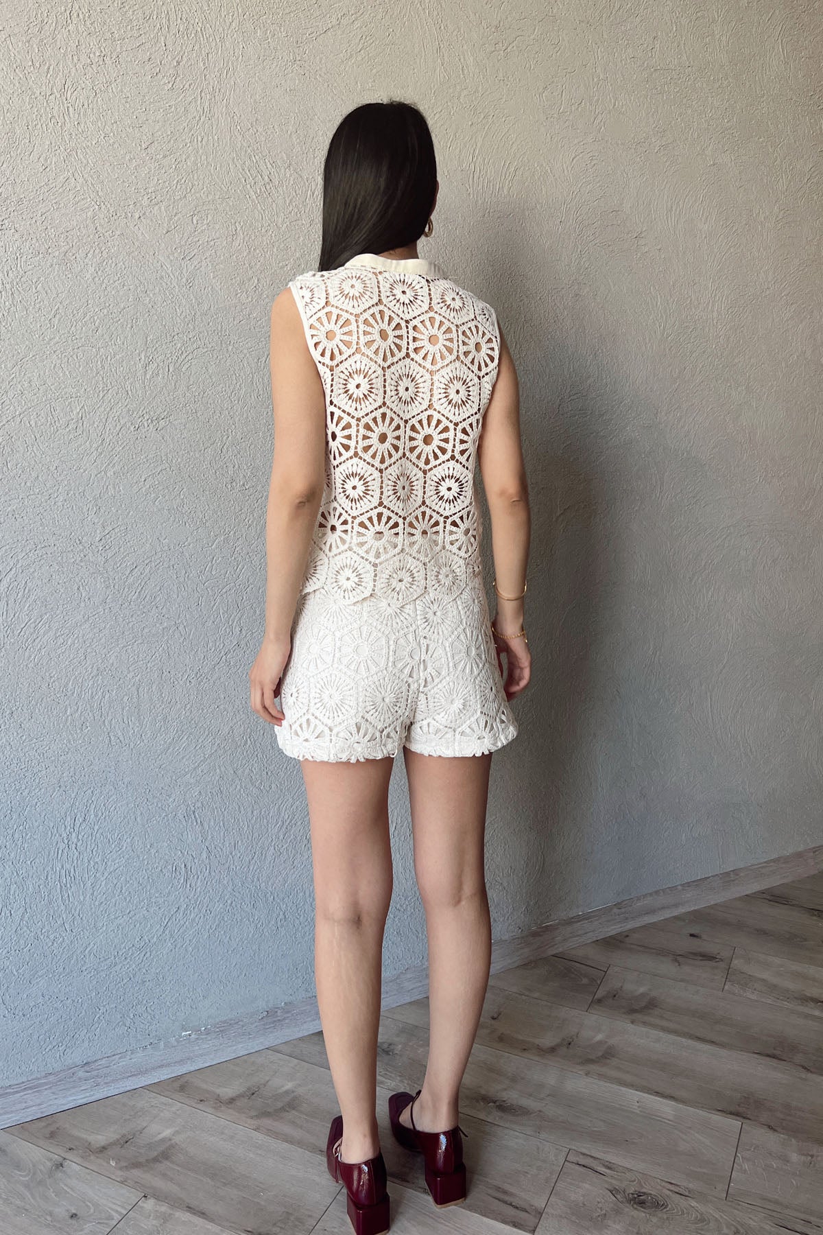 Ekru Dantelli Şort SY-0538-Ekru