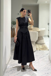 Pinterest Model Beli Drapeli Siyah Elbise SY-3610-Siyah