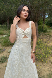 Bej Sırt Dekolteli Fisto Elbise SY-3185