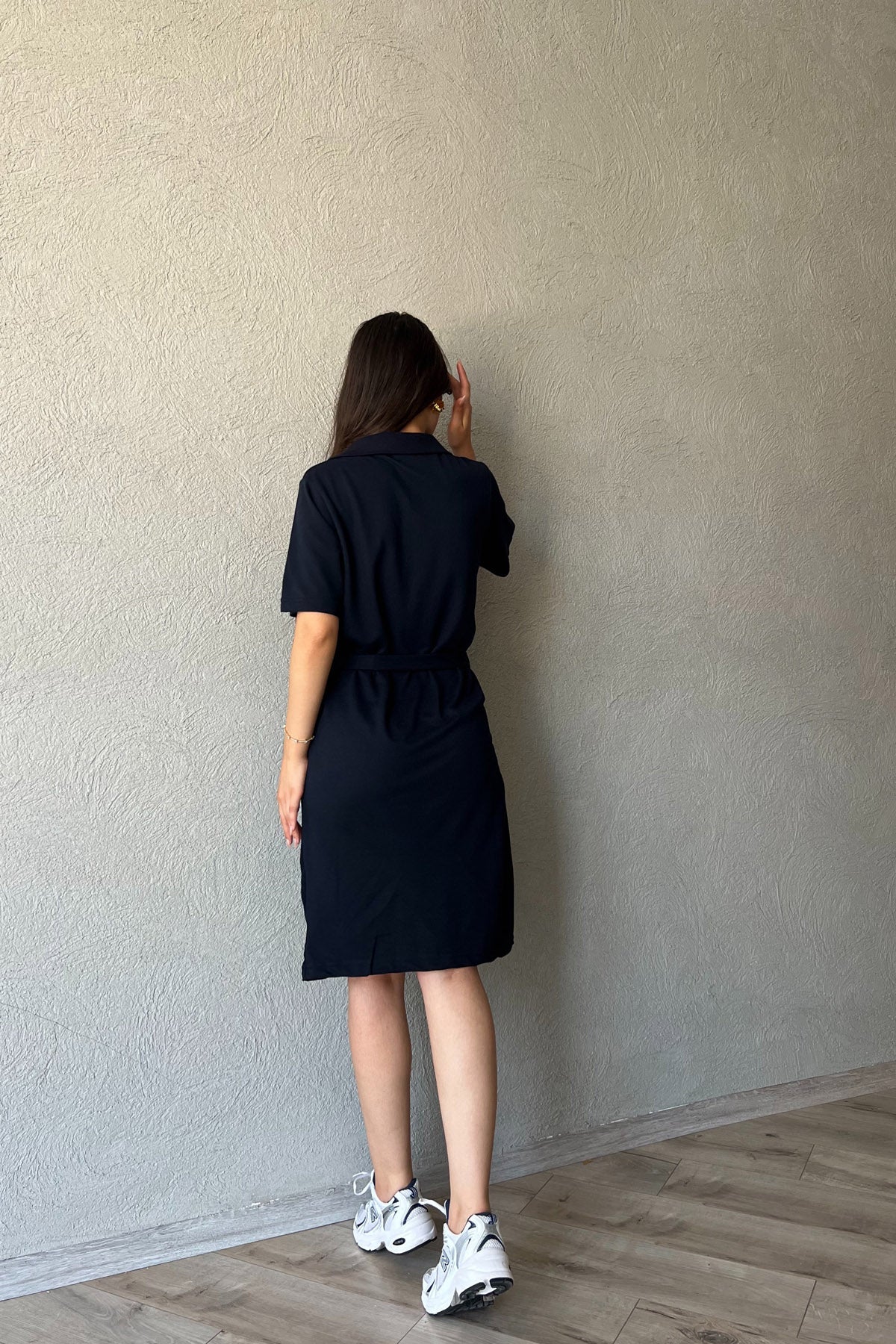 Lacivert Marka Model Slim-Fit Polo Yaka Elbise SY-2292-Lacivert