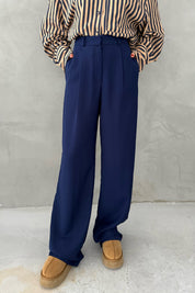 Lacivert Yüksek Bel Palazzo Pantalon SY-2910-Lacivert