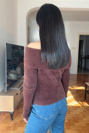 Kahve Madonna Yaka Yumoş Triko Kazak SY-2784-Kahve