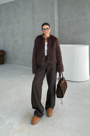 Kahverengi Kot Baggy Pantolon SY-3382-Kahve