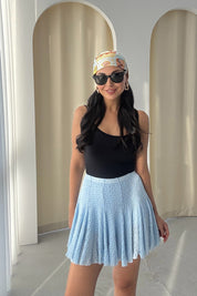 Mavi Dokulu Mini Etek SY-3255-Mavi