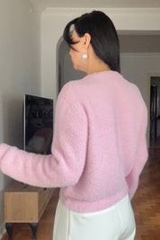 Pembe Çiçek Çıtçıtlı Yumoş Hırka SY-2836-Pembe