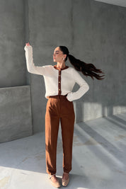 Kahve Caprera Süet Pantolon SY-2665-Kahve