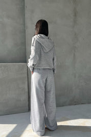 Gri Pianosa Bol Paça Eşofman Hırka Takım SY-2693-Gri