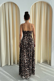 Leopar Desenli Göğüs Kulplu Elbise SY-3292-Leopar