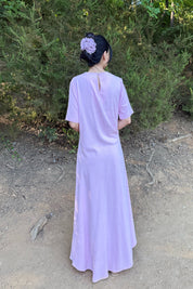 Pembe Bisiklet Yaka Pile Detaylı Elbise SY-2059-Pembe