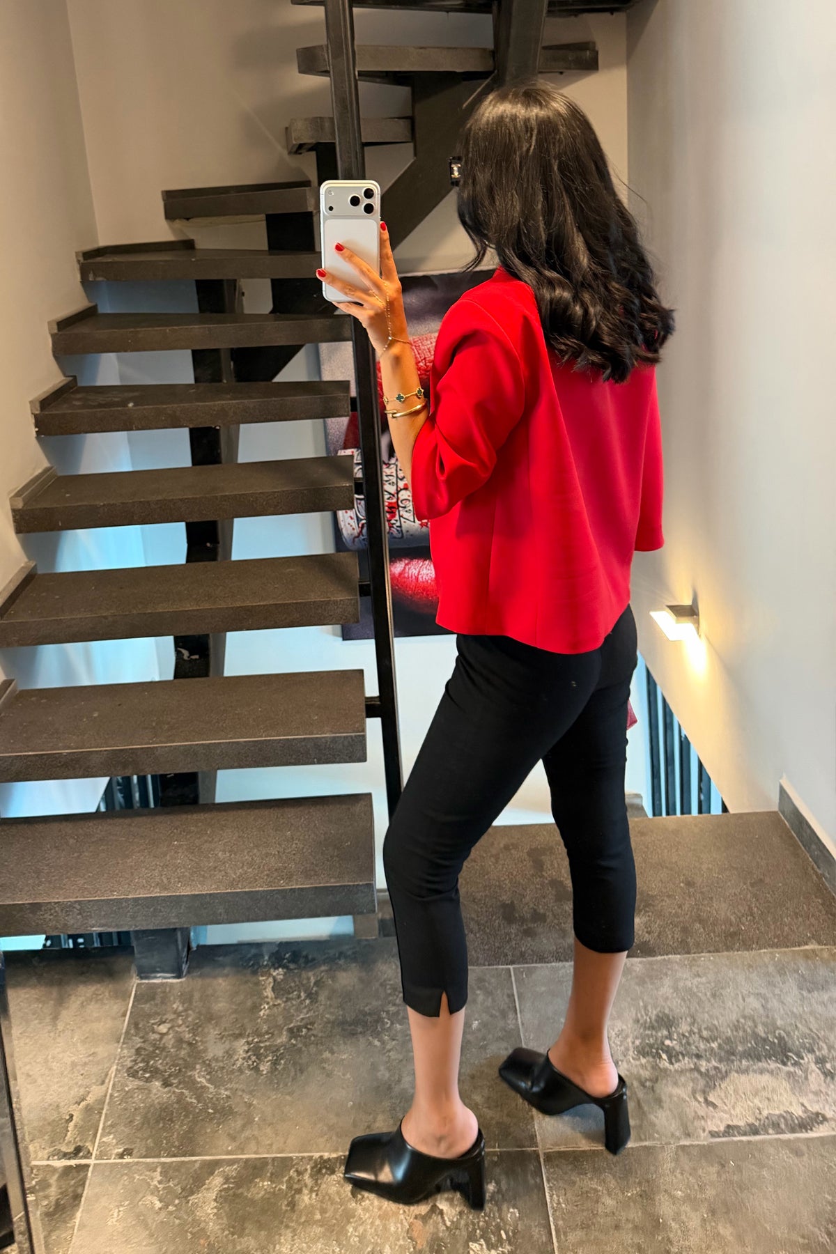 Kadın Kırmızı Kısa Kollu Crop Blazer Ceket SY-3747-Kırmızı
