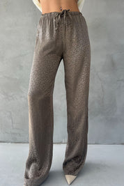 Açık Haki Leopar Desenli Jakarlı Bol Paça Pantolon SY-1686-Açık Haki