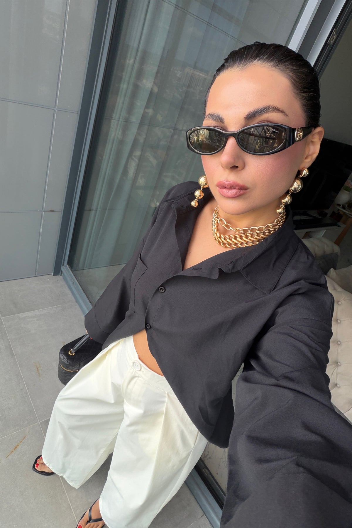Ekru Pileli Geniş Paça Gabardin Pantolon SY-3847-Ekru