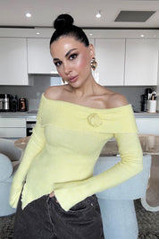 Rosa Casica Carmen Yaka Sarı Triko Kazak SY-3496-Sarı