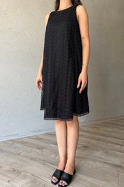 Siyah Dantel İşleme Detaylı Elbise SY-2286-Siyah