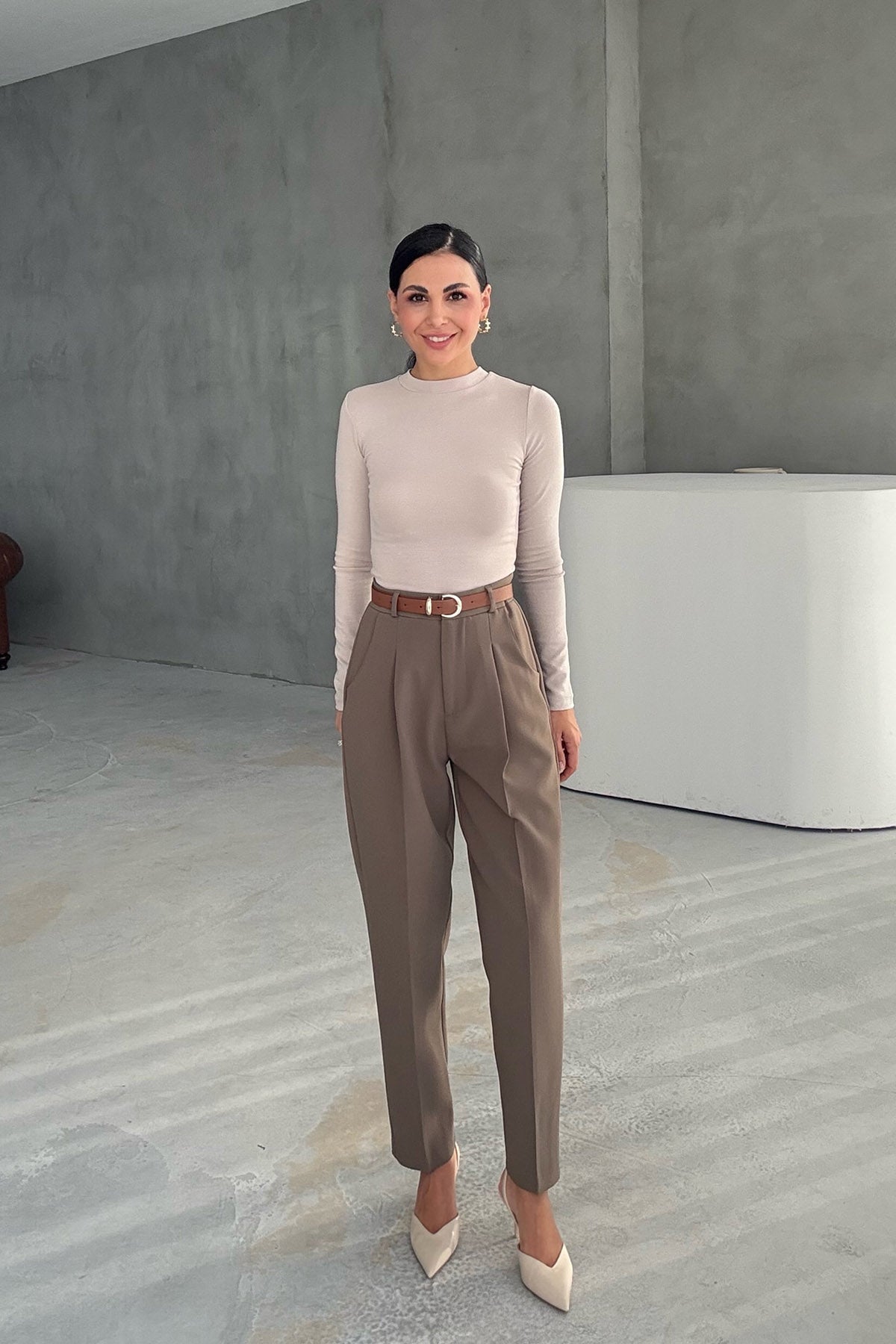 Haki Kemerli Premium Pantolon SY-3354-Haki