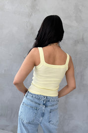 Sarı Slim Fit Dar Kesim U Yaka Fitilli Atlet SY-3171-Sarı