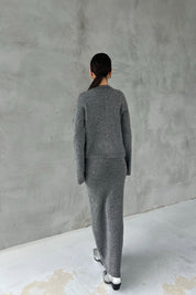 Gri Hırka Uzun Etek İkili Triko Takım SY-2437-Gri