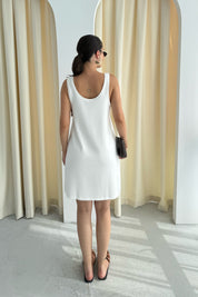 Ekru Modal Kısa Elbise SY-3208-Ekru