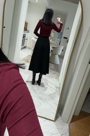 Siyah Taka Detaylı Pareo Kloş Etek SY-3536-Siyah