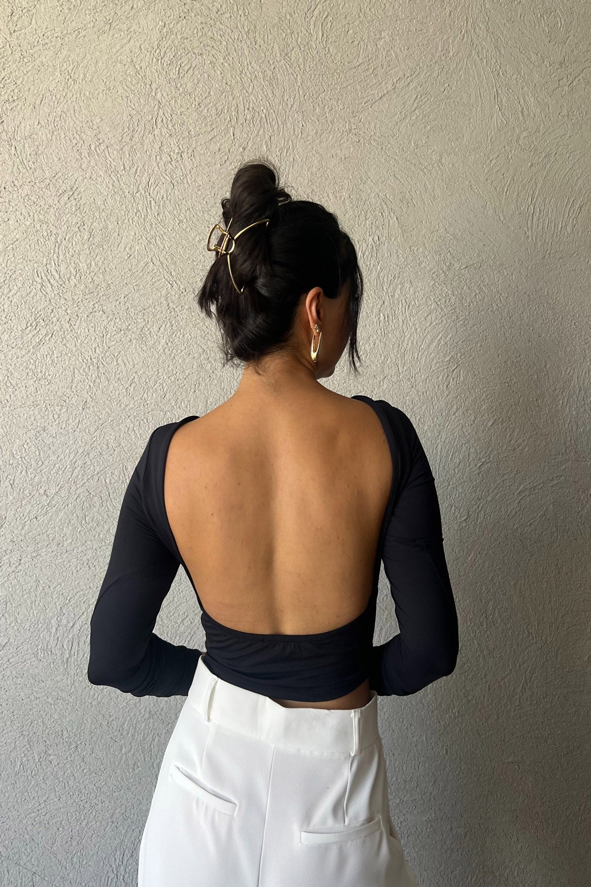 Siyah Sırt Detaylı Crop SY-1641-Siyah