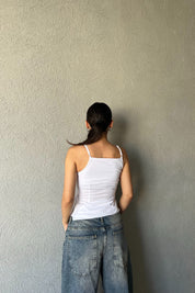 Beyaz Askılı Büzgü Detaylı Bluz SY-2064-Beyaz