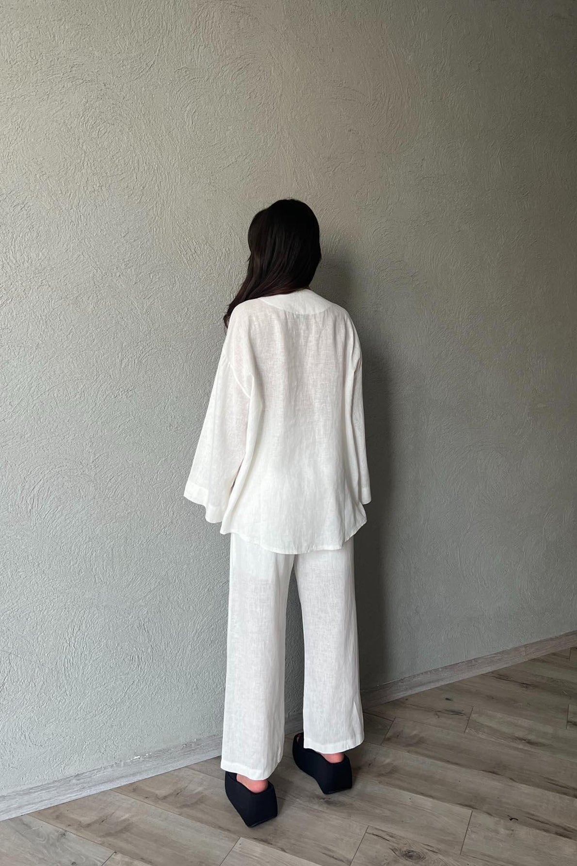 Ekru Lavin Keten Pantolon SY-3370-Ekru