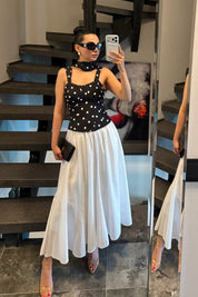 Siyah Puantiyeli Fularlı Korse Bluz SY-3719-Siyah