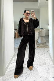 Kahverengi Kadife Üçlü Takım SY-3537-Kahverengi