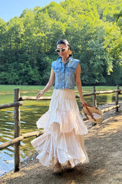 Krem Kat Kat Tasarım Jüraj Etek SY-3234-Krem