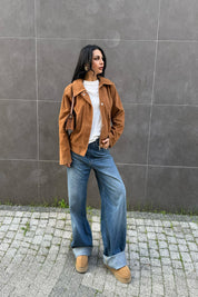 Taba Cep Detaylı Bomber Ceket SY-3462-Taba