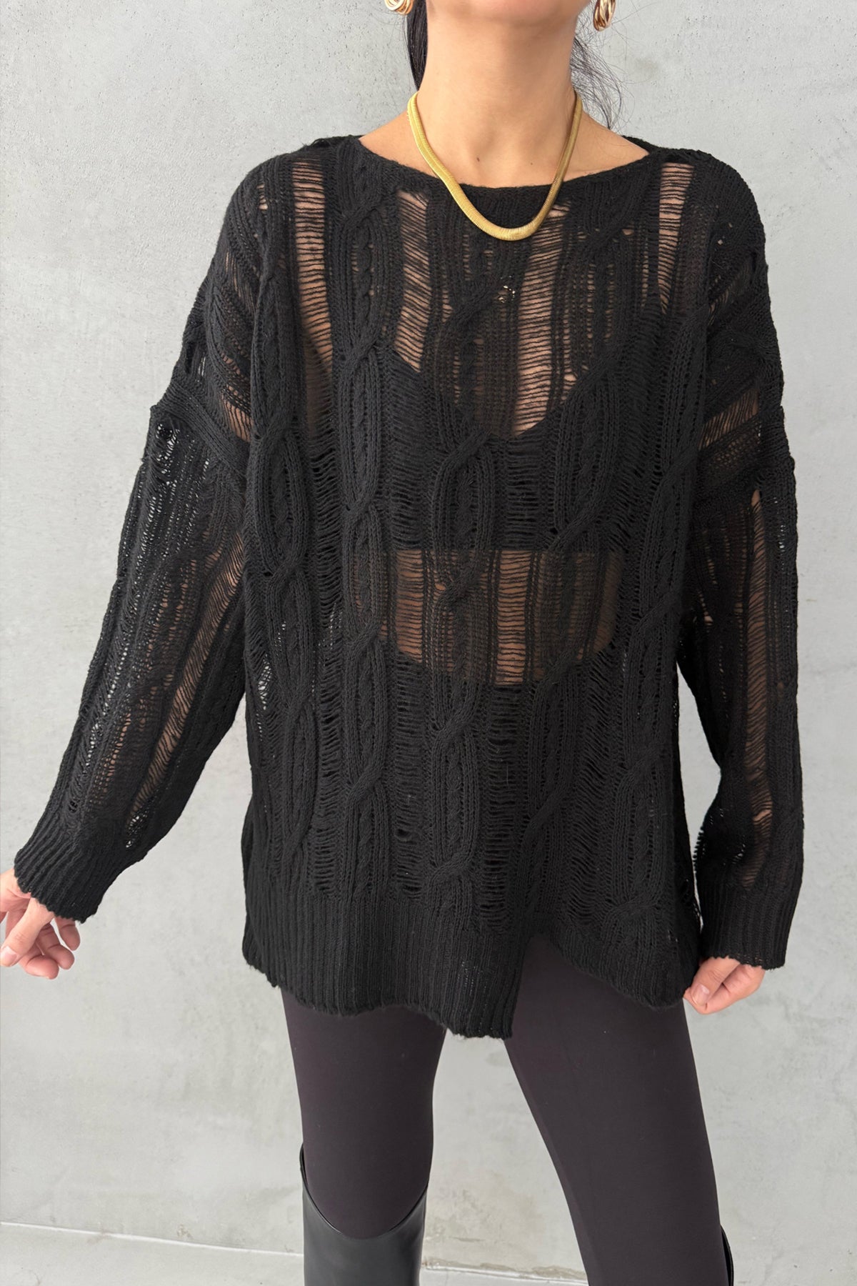 Siyah Ajurlu Kazak SY-3457-Siyah