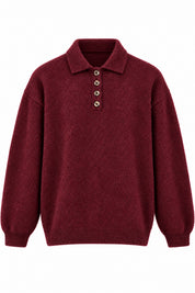 Bordo Polo Yaka Kadın Triko Kazak SY-3916-Bordo