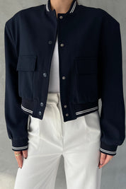 Lacivert Ribana Detaylı Bomber Ceket SY-2379-Lacivert