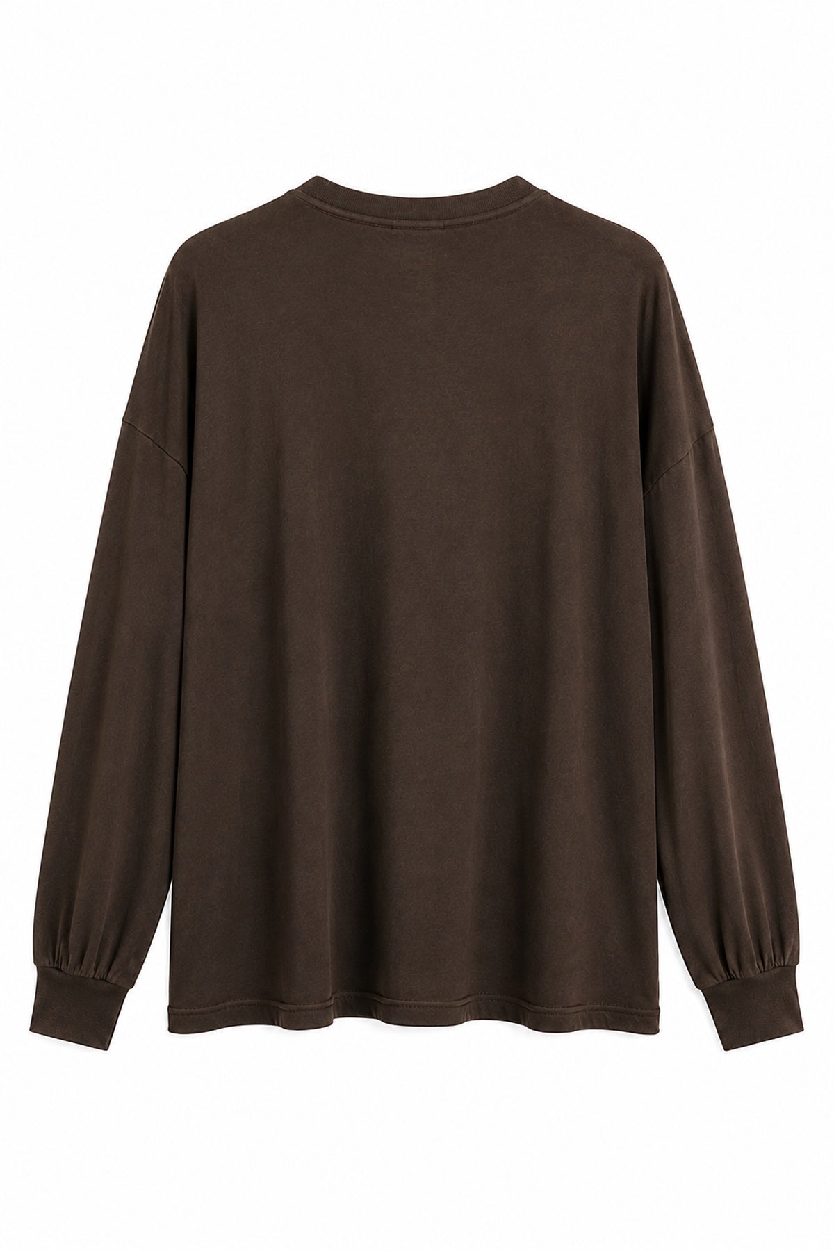 Kahverengi Amour Baskılı Oversize Uzun Kollu Tişört SY-3829-Kahverengi