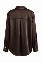 Kahve Basic Premium Saten Gömlek SY-3684-Kahverengi