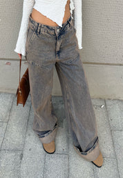 Eskitme Dikiş Detaylı Baggy Jean SY-2378-Eskitme