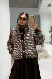 Kahverengi Kareli Cepli Hırka SY-3538-Kahverengi