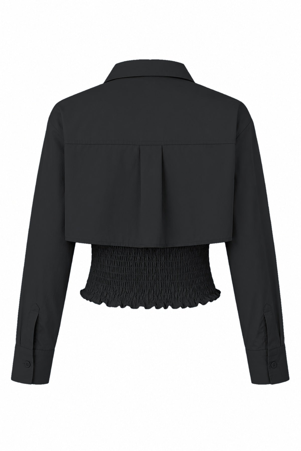 Siyah Gipeli Crop Gömlek Poplin Takım SY-2466-Siyah