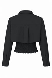 Siyah Gipeli Crop Gömlek Poplin Takım SY-2466-Siyah