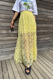 Sarı Astarlı Dantel Etek SY-3169-Sarı