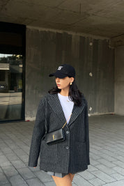 Antrasit Çizgili Kaşe Blazer Tasarım Ceket SY-2470-Antrasit