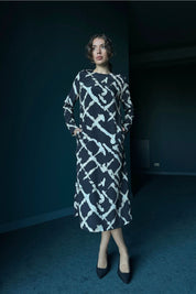 Siyah Çift Cep Detaylı Maxi Boy Elbise SY-0236-Siyah