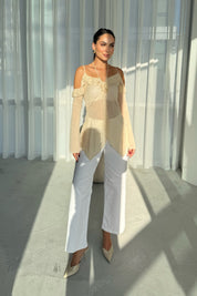 Bej Fırfır Detaylı Bluz SY-3340-Bej