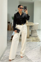 Siyah Basic Premium Saten Gömlek SY-3684-Siyah